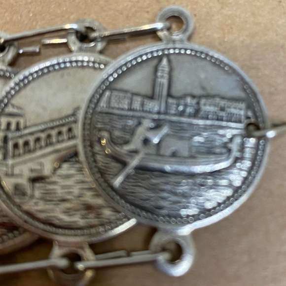 Vintage Italian Silver Tone Coin Bracelet from Venezia/Venice - Picture 8 of 10